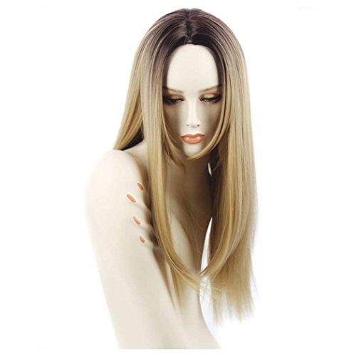 Womens Long Wigs, Inkach Trendy Girls Lady Long Straight Neat Middle-Part Hair Cosplay Party Wig