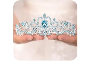 JWICOS Silver Tiara and Crown for Women - Elegant Light Blue Crystal Tiara Headband for Wedding, Prom, Birthday Party