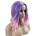 BERON 14 Inches Pink Purple Wig for Women Short Culy Wig Pink and Purple Wigs Bob Wig for Daily and Party Wig Cap Include