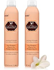 HASK Dry Shampoo Kits for all hair types, aluminum free, no sulfates, parabens, phthalates, gluten or artificial colors, Nourishing Monoi Coconut - Set of 2 Large 6.5oz Cans