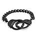 Biker Jewelry Couples Handcuff Statement Bracelet for Men Cuban Curb Chain Black IP Stainless Steel 8.5 Inch