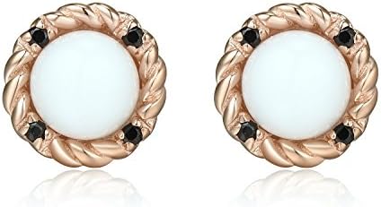 Lanfeny "Twinkle Heart" Gemstone with Cubic Zirconia Sterling Silver Stud Earrings Simple Round