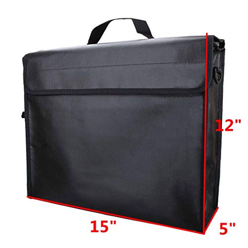 Large Fireproof Bag Anti-Irritation 15 x 12 x 5” Silicone Coated Fire Water Resistant Money Bags XL Size Safe Storage for Money, Documents, Jewelry and Passport
