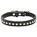 BINGPET BA2006 Real Split Leather Studded Pet Dog Collar Black