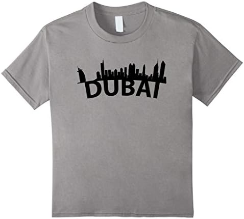 Kids Curved Skyline Of Dubai United Arab Emirates T-Shirt 12 Slate