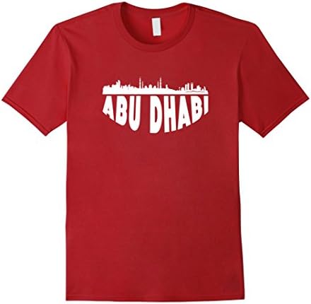 Mens Cityscape Skyline Of Abu Dhabi United Arab Emirates T-Shirt Small Cranberry
