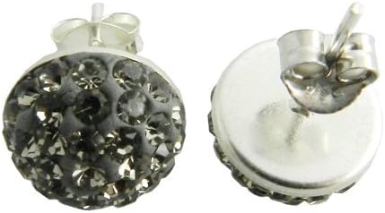 925 14MM Silver Gray Crystal Stud Earring Jewelry
