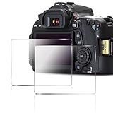 AFUNTA Camera Screen Protector Compatible Canon 70D 80D, 2 Pack Anti-Scratch Tempered Glass DSLR Camera