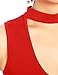 May&Maya Women's Mock Neck Plunging V-Neckline Bodysuit (M, Red)