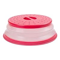 Microwave Plate Cover by Annaklin, Prevents Food Splatter, Collapsible Microwave Cover for Food, Vented, BPA-Free & Non-Toxic, 10.5 Inch, Red