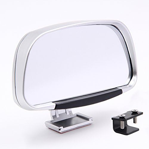 2 Pack Wide Angle Side Rear View Mirror Blind Spot Mirror HD Glass Convex Rear View Mirror Adjustable Angle 360° Rotation For All Universal Vehicles Car SUV Trucks No Scratch To Cars (135x70mm Silver)