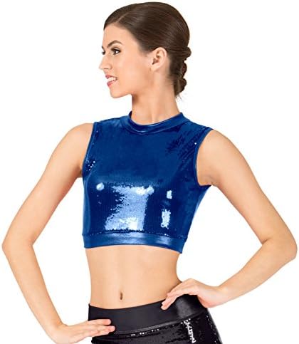 Adult Sequin Crop Top,ING113PURM,Purple,Medium
