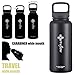 the flow Insulated Water Bottle Large 32oz Stainless Steel Hydro Vacuum Flask with Wide Mouth Straw Lid, Coffee Flip Lid and Carabiner, Double Wall Sports Travel Tumbler (Black, 32oz)