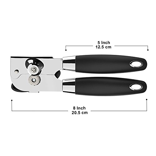 Can Opener Heavy Duty Tin Opener Professional Stainless Steel NO-Rust Manual Opener Ergonomically Designed Handle and Easy to Turn Knob -Dishwasher Safe（Black） - Thumbnail 7
