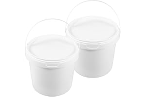 LALAFINA 2PCS Plastic Bucket with Lid, 2L Paint Bucket Food Grade Pail Multipurpose Storage Tub for Kitchen Arts Crafts DIY P