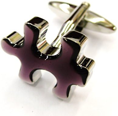 Purple Jigsaw Cufflinks Puzzle Cuff Links Building Blocks Toy Gemelos 011033-5