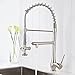 FLG Commercial Style Single Handle Pull Down Kitchen Sink Faucet with Lock Sprayer,Brushed Nickel