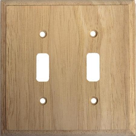 Traditional Unfinished Wooden Double Toggle Light Switch Cover