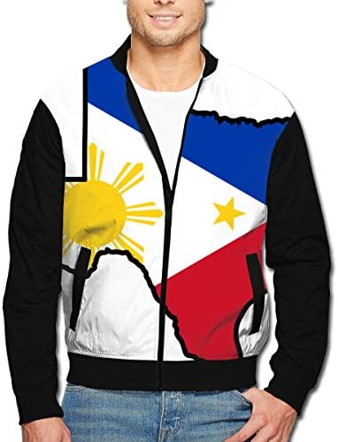 Mens Classic Jackets, Philippines Flag Texas Map Casual Outdoor Coat Work Jacket