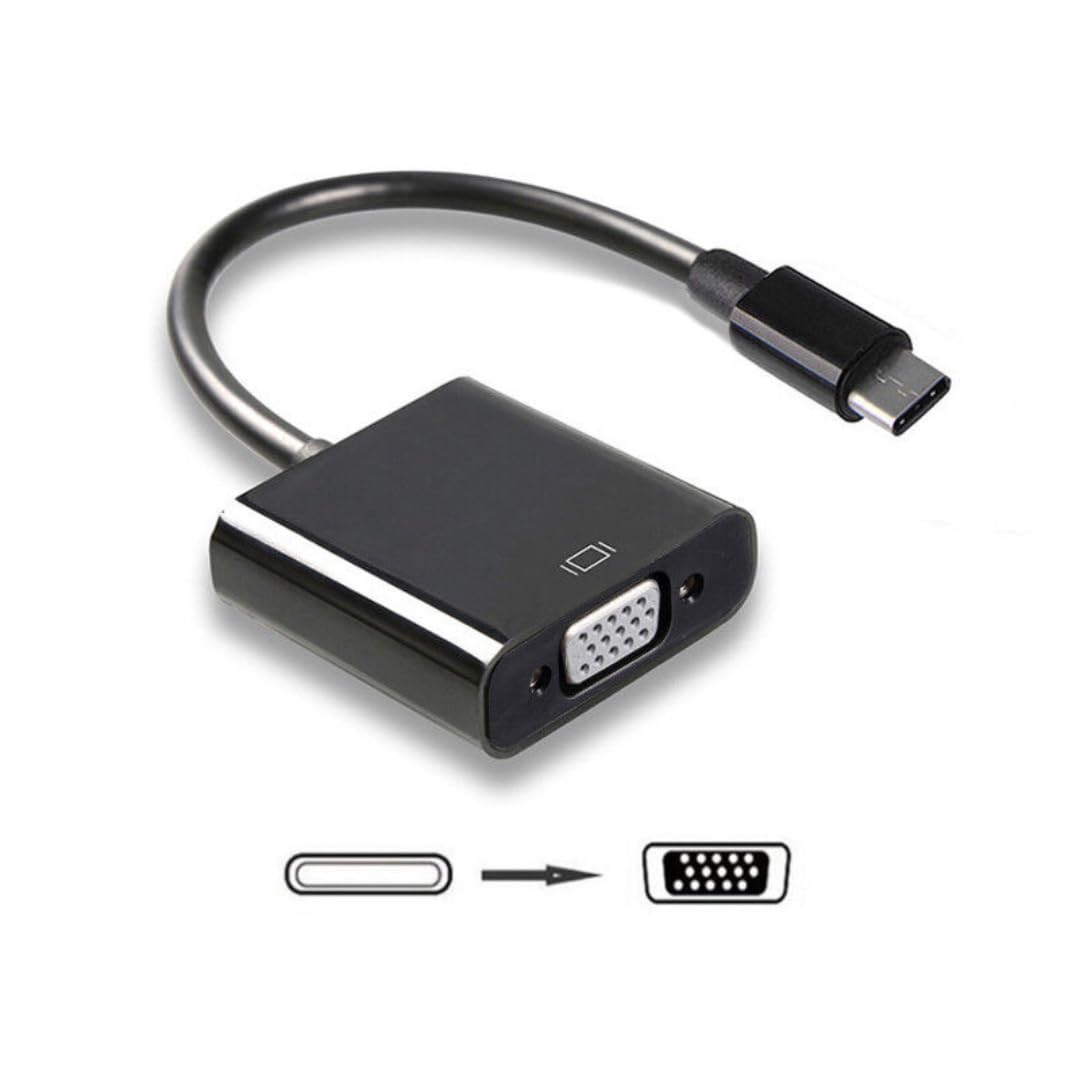 USB C to VGA Adapter, Thunderbolt 3/4 to VGA Adapter Compatible with iOS phone series, XPS 17, Surface Book 3, and More (Black)