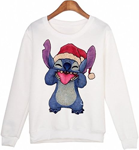 Winter Students Cartoon Stitch Moleton Hoodies Tops Harajuku Sweatshirt Women Sudaderas Mujer C16 XL