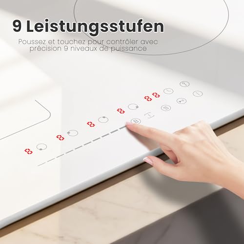 Karinear 4-Burner Induction Hob, Built-in Induction Hob, 60 cm with Socket, Flexible Zone, Boost, Pause, Safety Lock, 220 V, 16 A Socket