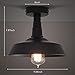 BAYCHEER HL371812 Industrial Wrought Iron Warehouse Semi-Flush Mount Ceiling Light - Ceiling Lighting with 1 Light Black
