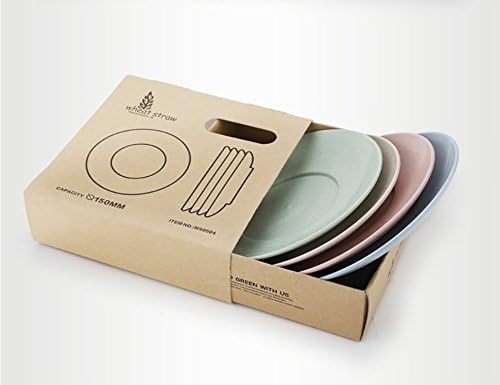 4 Colors/Set Eco-friendly Wheat Straw Food PP Dinner Plates Dishes for Cake Dessert Rice Dinnerware Sets Tableware Plate Dish