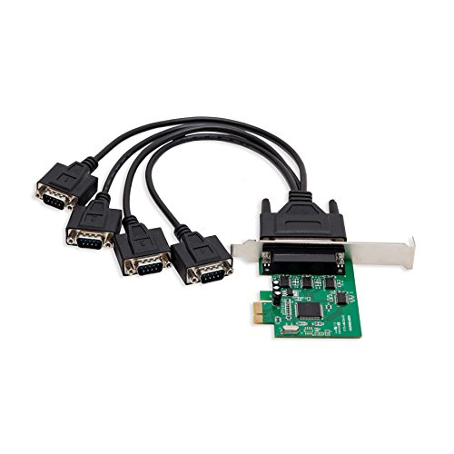 IO Crest 4 Serial Ports PCI-e Controller Card with Fan-Out Cable and Bundled with Low Profile Bracket SI-PEX15038