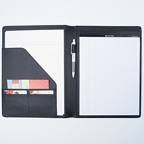 AHZOA 4 Pockets A4 Size Memo Padfolio S3 with Mechanical Pencil , Including 8.27 X 11.7 Inch Legal Writing Pad, Synthetic Leather Handmade 9.84 X 12.99 Inch Notepad Clipboard (black)