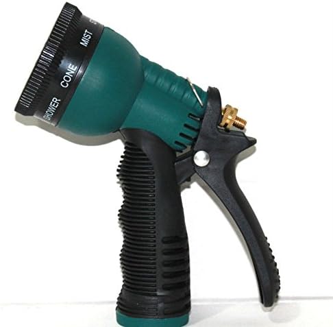 1PCS Plastic Garden Plants Watering Hose Nozzle Adjustable Trigger Lock- Controls Flow of Pressure Water Gun 7 Patterns Sprayer Sprinkler Head Insalated Spray Cleaning