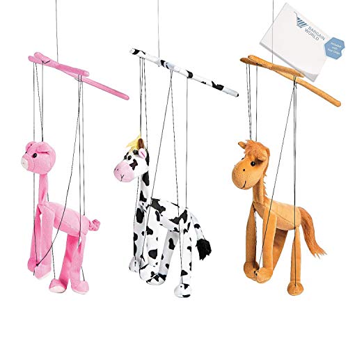 Bargain World Plush Farm Animal Marionette Puppets (With Sticky Notes) - Thumbnail 4
