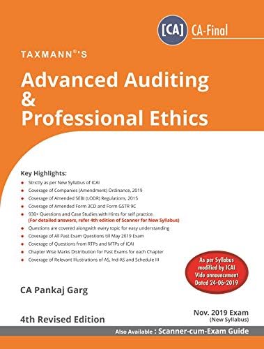 Advanced Auditing & Professional Ethics (CA-Final) (for Nov 2019 Exam-New Syllabus)(4th Revised Edition July 2019) [Paperback] CA Pankaj Garg