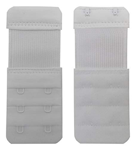 Bra Extender 2 Hook,Stretchy Soft and Comfortable Bra Strap Extender - 4 pcs Pack (White)