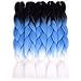 NAISIER Black to Sapphire to white Ombre Jumbo Braids Crochet Braids 3 Tone Ombre Color Hair Extension For Braiding Jumbo Box Braiding Hair,5 Pcs,24