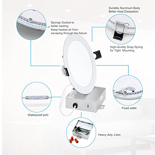 Recessed Lighting, deerdance Recessed Light Fixtures 4 Pack 6 Inch 12W
