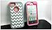 DELUXE Chevron Wave Hybrid Rubber Silicone Cover Case For iPhone 5 5S, Chevron Wave Print Hard Soft High Impact Hybrid Armor Case Combo for iPhone 5 5S, Hybrid 3 PIECE ZEBRA HARD PROTECT CASE COVER SKIN FOR iPhone 5 5S (Gary+ Pink)
