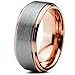 [EnvyJ] 8mm 18K Rose Gold Plated Tungsten Carbide Domed Brushed Men's Women Wedding Band Ring in Comfort Fit Finish Fit Size 5-16 w/ velvet ring box (10)