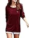 Allegra K Women Round Neck Studs Embellished Dolman Sleeves Top
