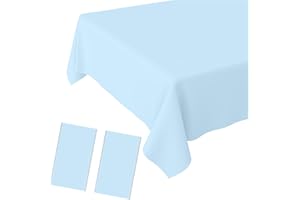 JCTHKUKU 2 Pack Light Blue Tablecloth Disposable Baby Blue Table Covers 54" x 108" Blue Pastel Table Cloths for Parties Bridal Shower Engagement Wedding Birthday BBQ Picnic Indoors & Outdoors Party