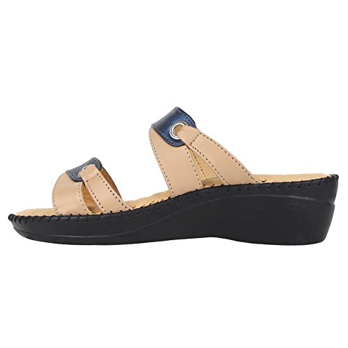 1 walk doctor sole orthotpedics leather casual footwear for women-beige::blue