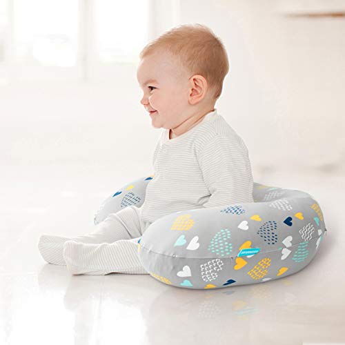 Stretchy Nursing Pillow Covers-2 Pack Nursing Pillow Slipcovers for Breastfeeding Moms,Ultra Soft Snug Fits On Infant Nursing Pillow,Heart Pattern - Thumbnail 3