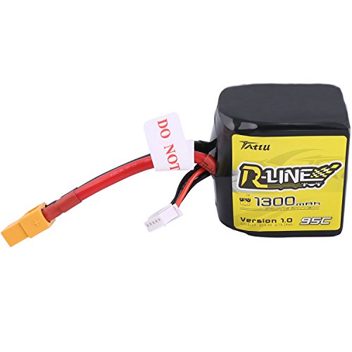 Tattu R-Line LiPo Battery Square Pack 1300mAh 14.8V 95C 4S with XT60 Plug Best for FPV Racing