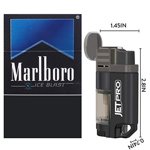 JETPRO Butane Torch Lighter 4 Jet Flames Cigar Lighter Refillable Gas Fuel Butane Lighter with Butane Window