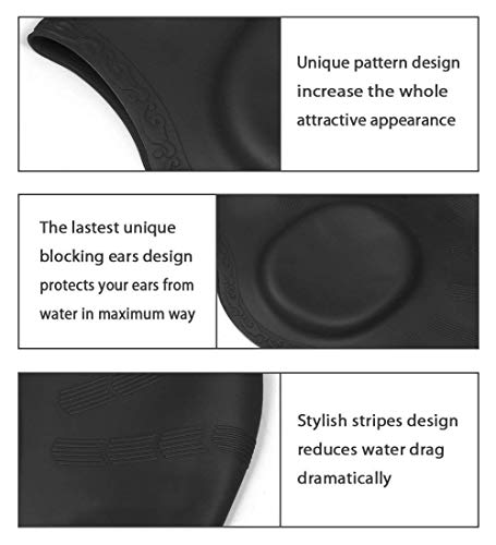 OKELA Silicone Solid Swim Cap,3D Ergonomic Design Comfortable Bathing Swimming Cap for Women and Men, Ideal for Short Medium Long Hair