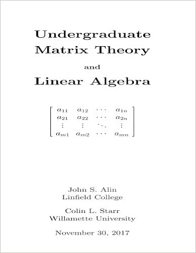 Undergraduate Matrix Theory And Linear Algebra Dr Jack - 