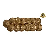 Set of 13 Premium Metal Lion with Greek Key Buttons 25mm, 1 Inch for Pea Coats, Overcoats, Winter Coats, Military/Army Coats, Blazers, Suit Jackets, Sport Coats (Gold)