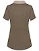 Miagooo Women's Lapel Collar V Neck 2-Button Short Sleeve Casual Polo Shirt