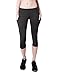 BALEAF Women's Yoga Pants Workout Capris Leggings Pockets Mid Waist Crop Athletic Running Tights Black Grey S
