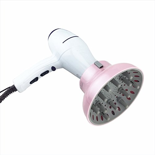 Universal Hair Diffuser Hairizone New Patent Design Adaptable for Various Blow Dryers with D=1.7"-2.6" for Curly or Wavy Hair Styling, HairIQ+ Attachment, ECO-Friendly (Pink)